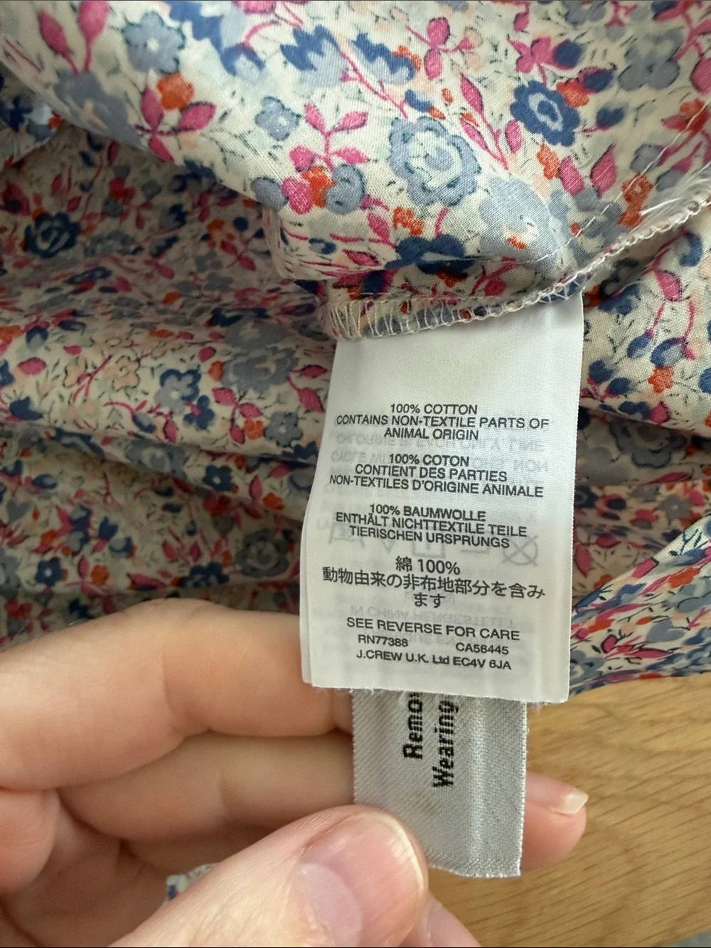 J. Crew Pink and Blue Floral Ruffle Band-Collar Popover Button-Up Blouse